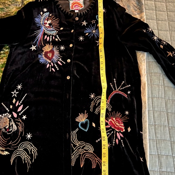 Johnny Was Eden Voyager Silk Velvet Black Button-Up Tunic Jacket - Picture 12 of 14